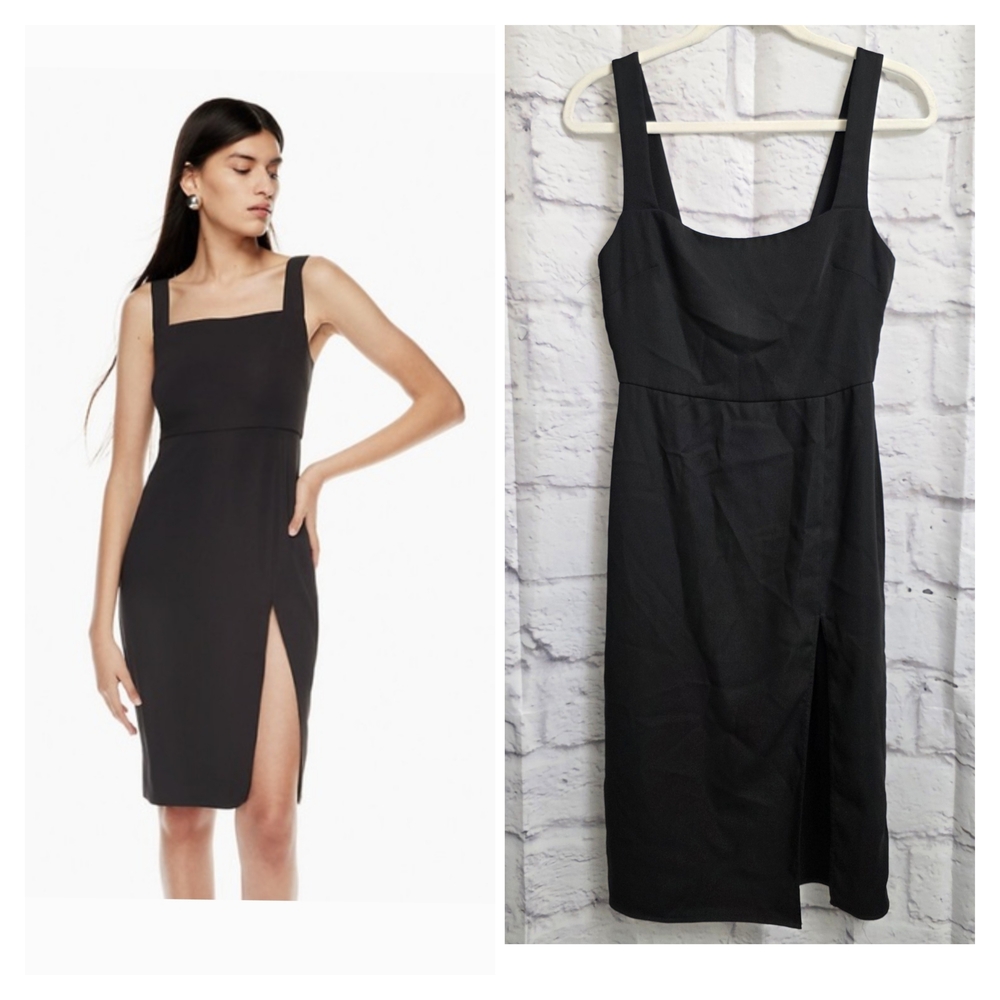 Aritzia Babaton 90's Slit Midi Dress Black Size 2